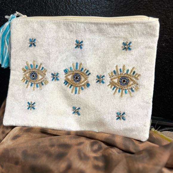 👁️MADE IN INDIA Handcrafted Embellished Embroidered Eye Design Clutch👁️-NWT - Picture 6 of 14